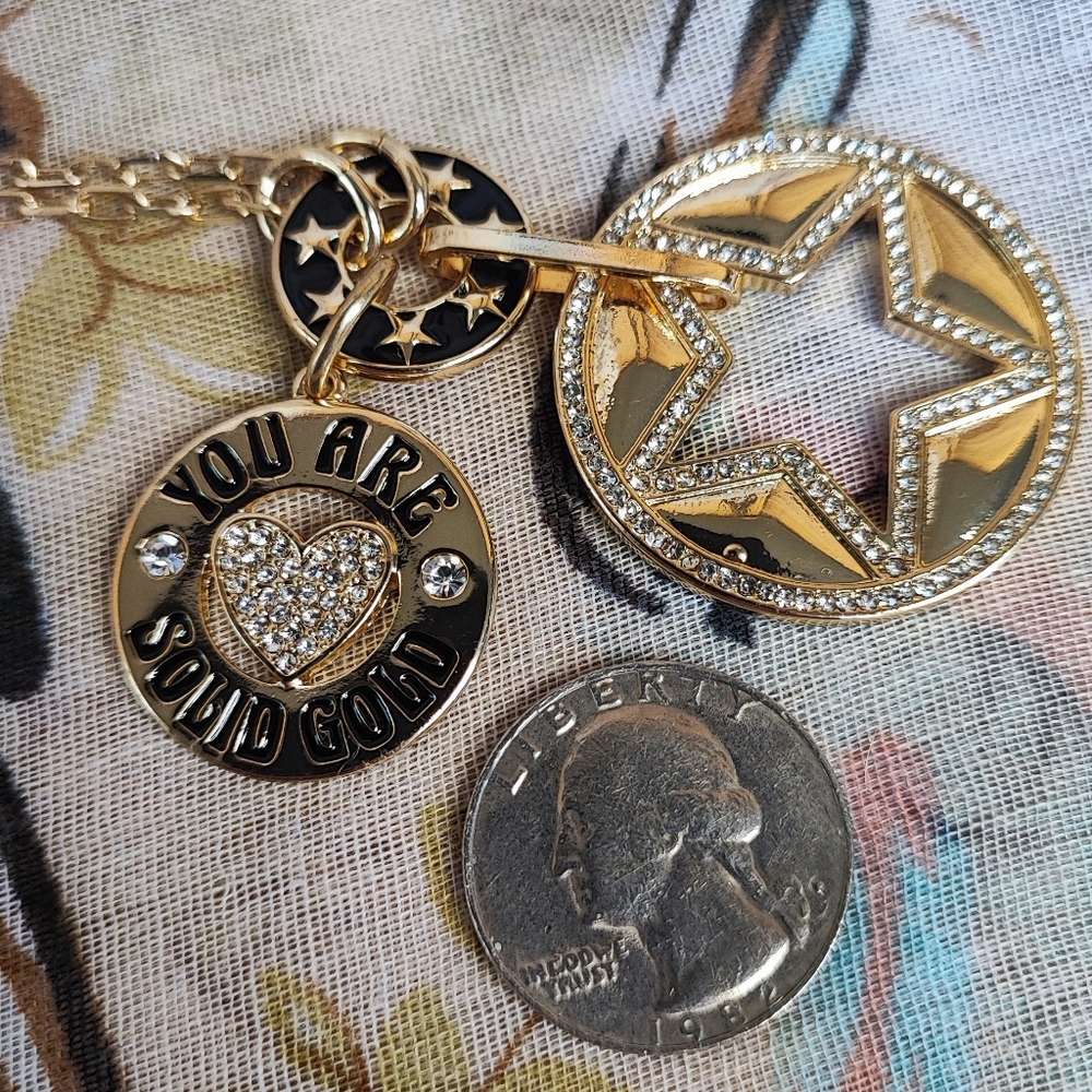 Solid Gold Rock Star Bcbg Generation Gold Tone Rh… - image 6